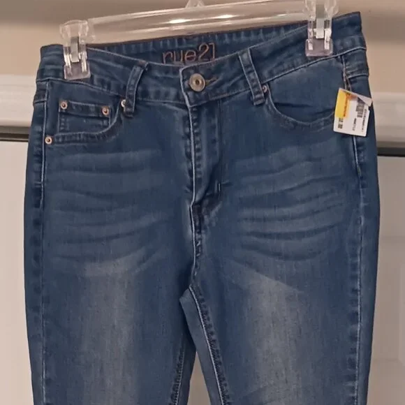 #302 - Rue21 Blue Mid-Rise Jeggings Size 8 Short - Picture 4 of 7